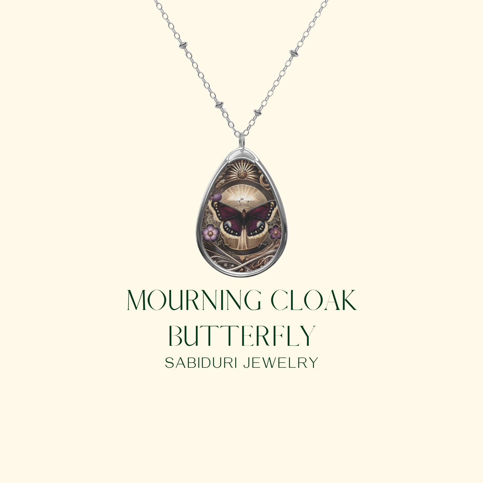 Mourning Cloak Butterfly Spirit Animal Necklace