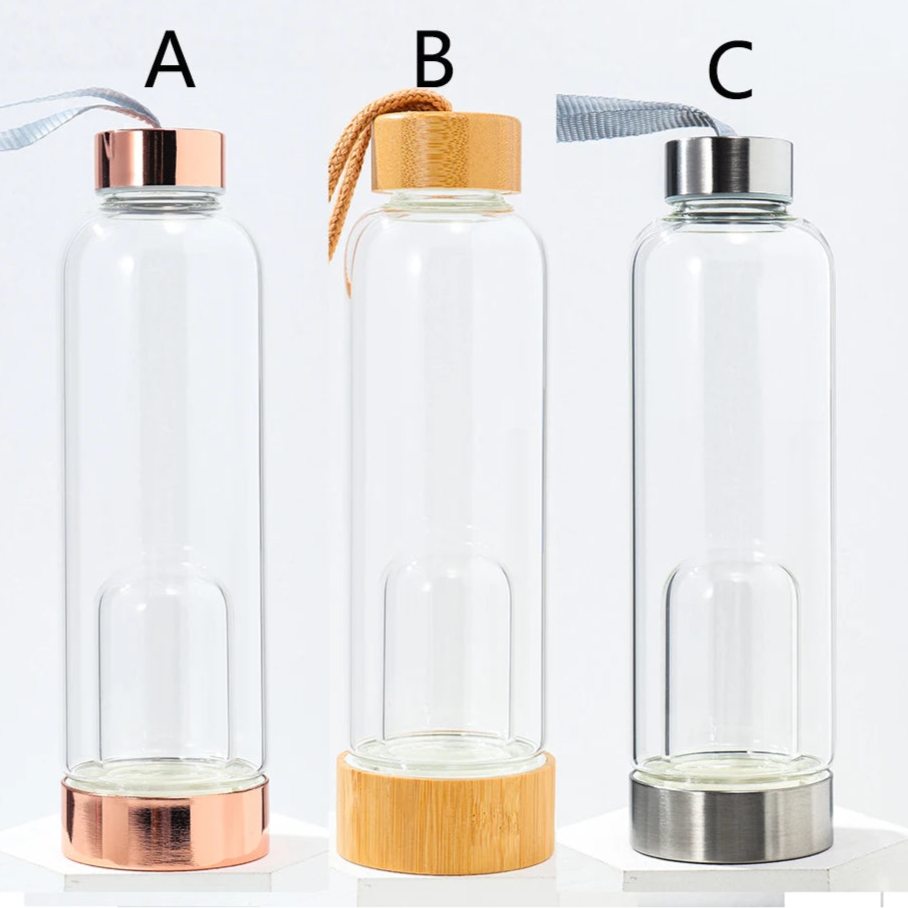 Crystal Healing Glass Water Bottle