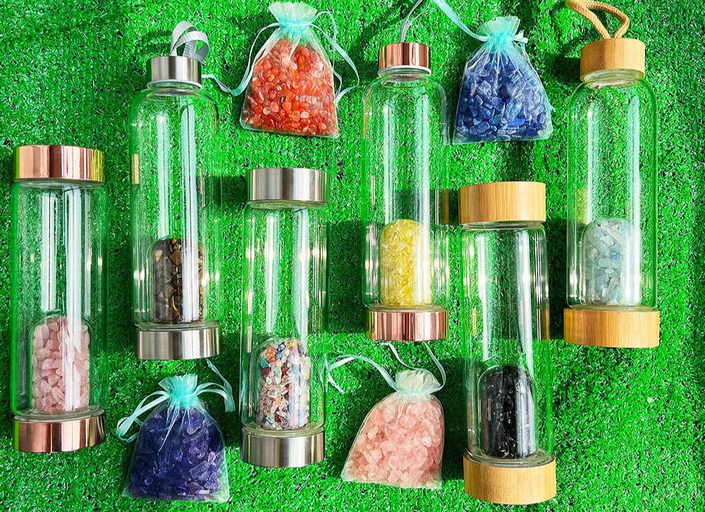Crystal Healing Glass Water Bottle