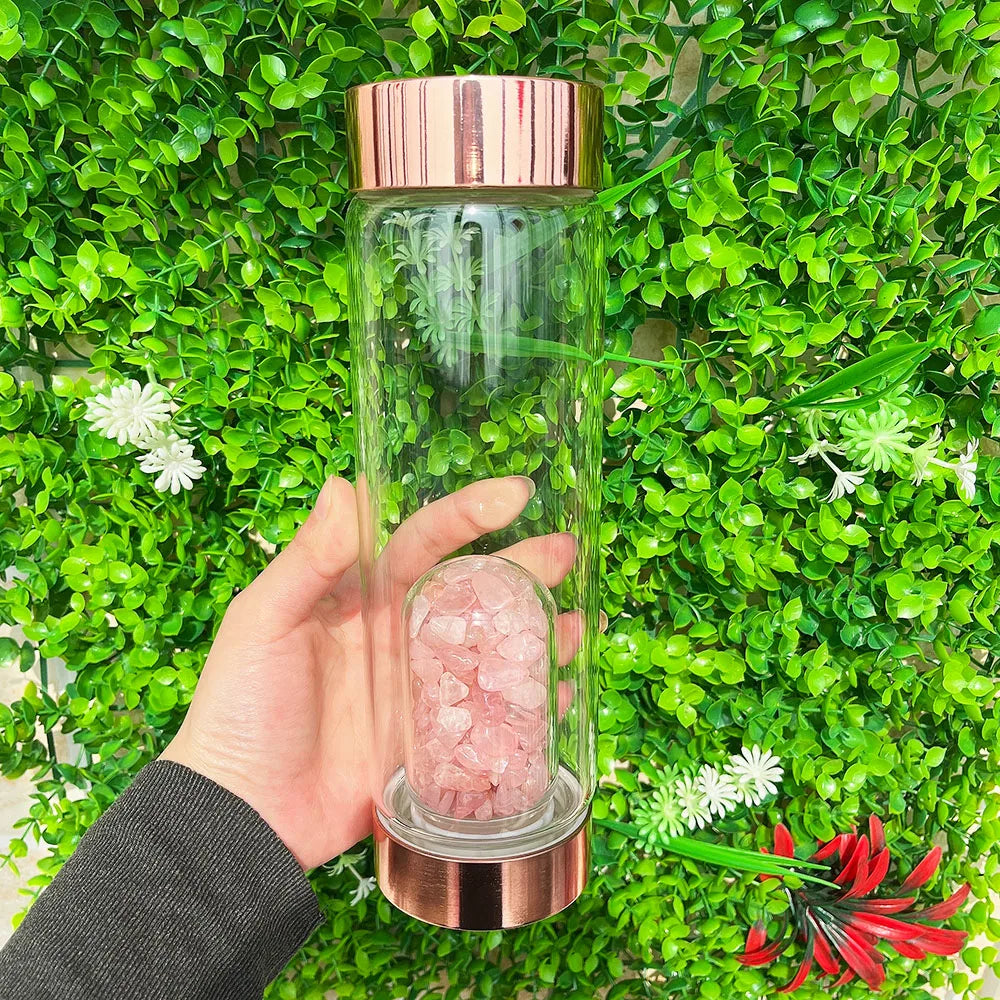 Crystal Healing Glass Water Bottle