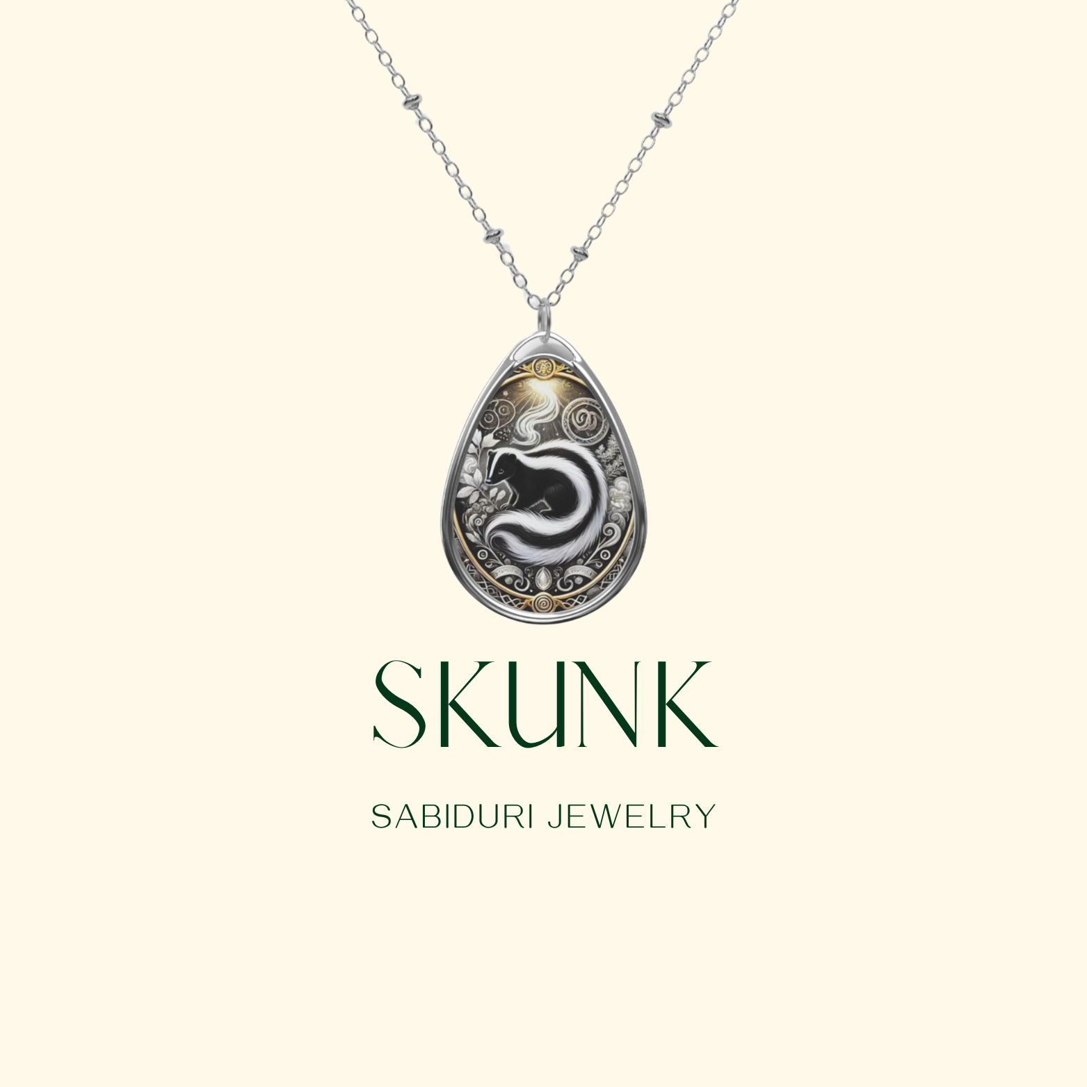 Skunk Spirit Animal Necklace