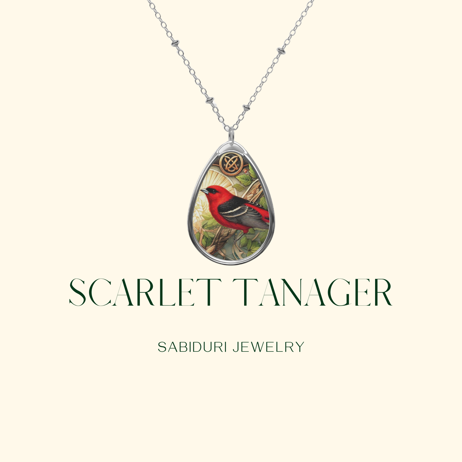 Scarlet Tanager Spirit Animal Necklace