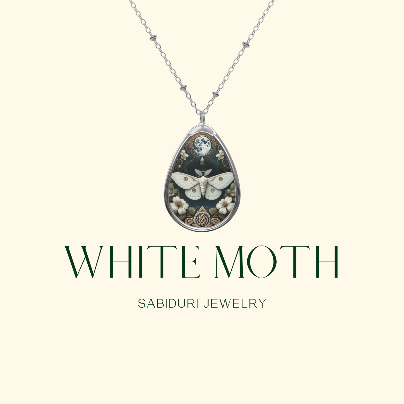 White Moth Spirit Animal Necklace