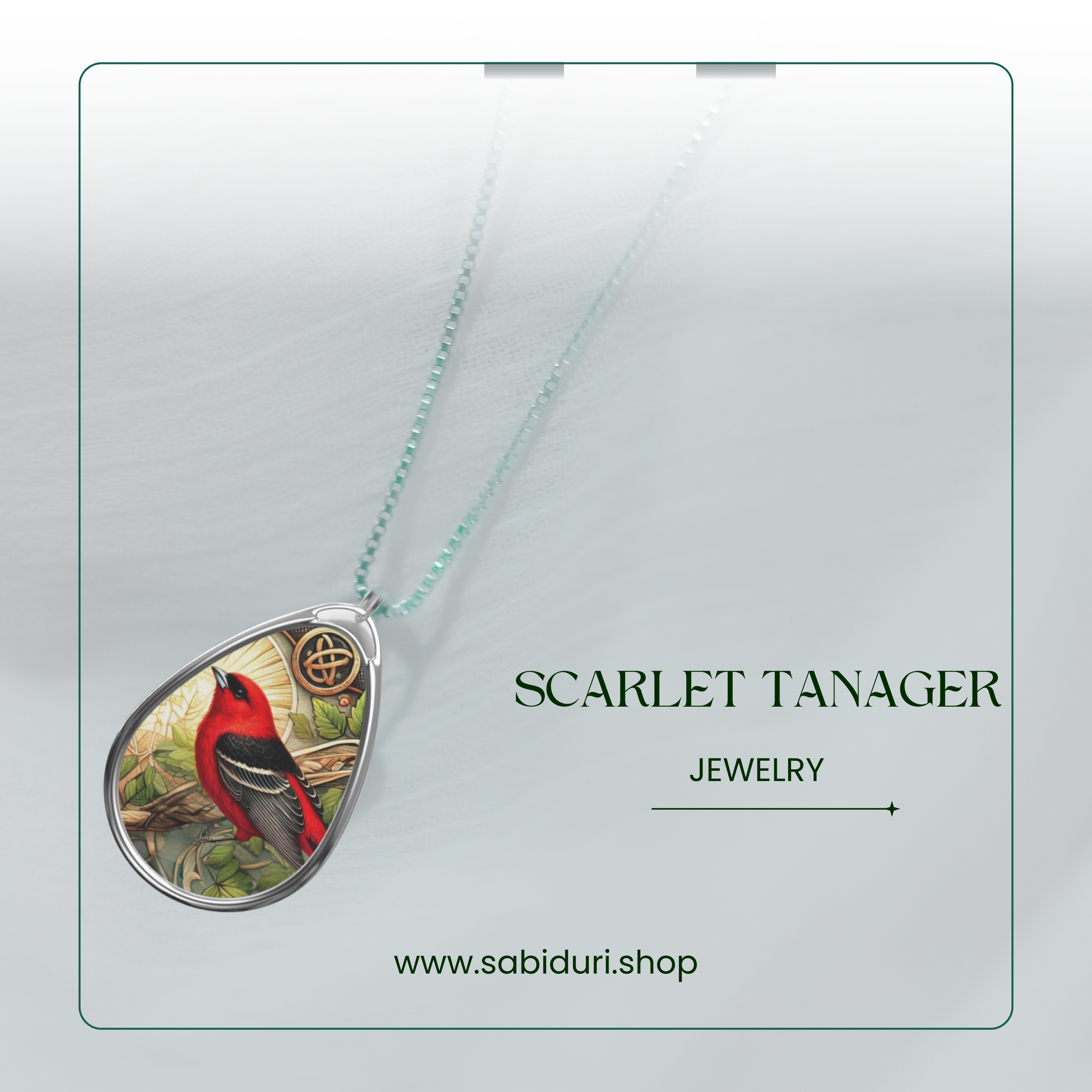 Scarlet Tanager Spirit Animal Necklace