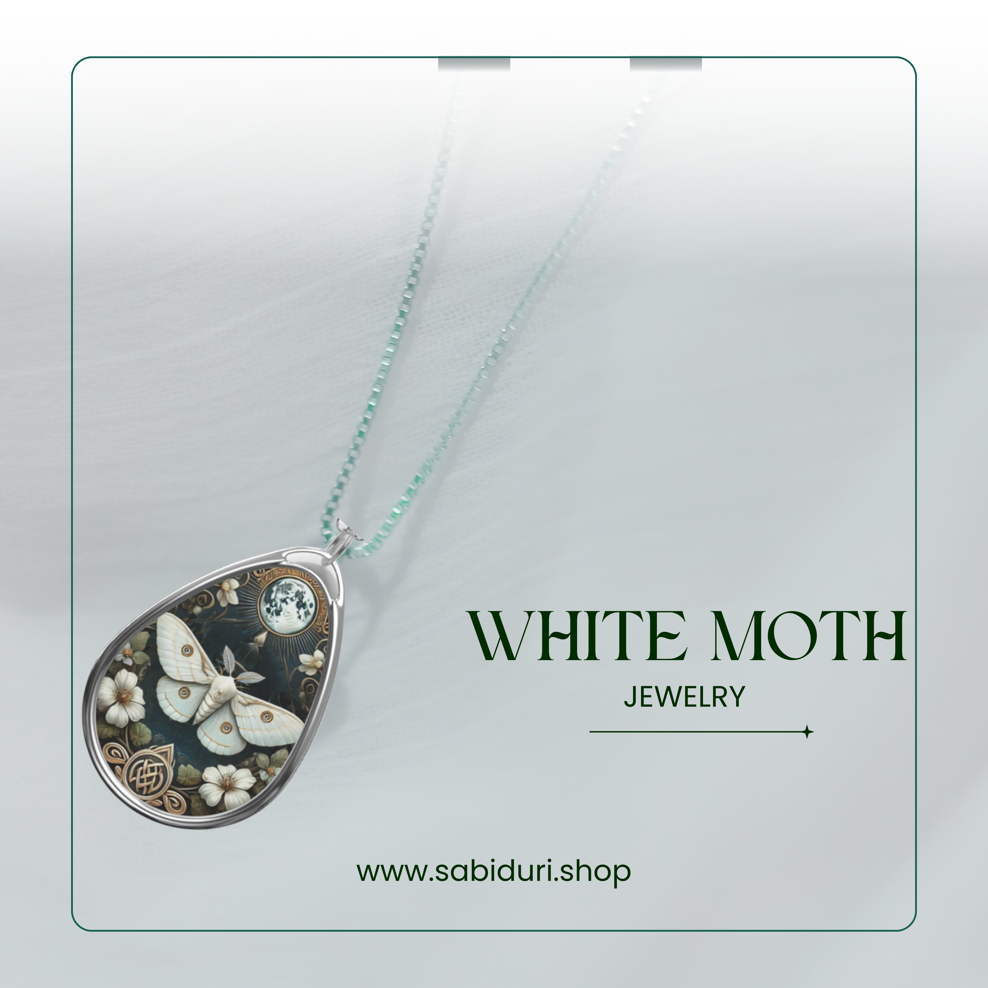 White Moth Spirit Animal Necklace